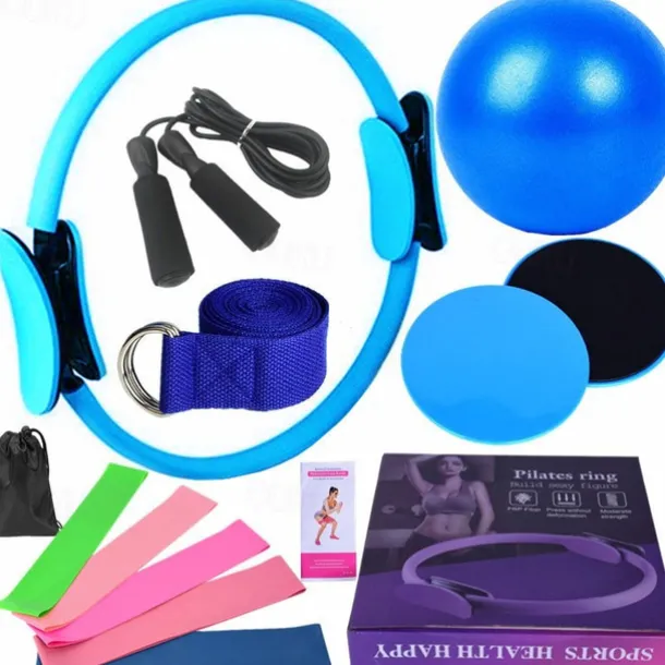 Yoga Ball Fourteen Piece Set Fitness Pilates Ring Sliding Plate Latex Elastic Ring Extension Belt Rubber Jumping Rope Cover
