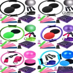 Yoga Ball Fourteen Piece Set Fitness Pilates Ring Sliding Plate Latex Elastic Ring Extension Belt Rubber Jumping Rope Cover