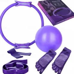 Yoga Circle Six Piece Pilates Circle Leg Clamp Position Belt Anti slip Yoga Long Finger Socks Open Back Latex Tension Ring