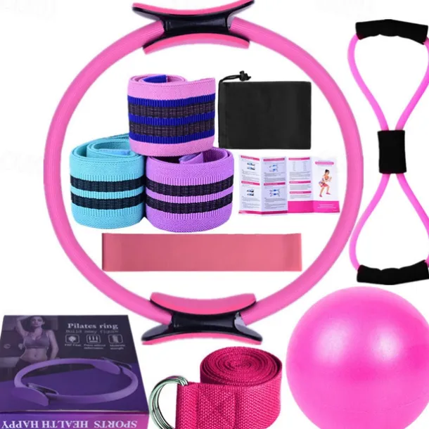 Yoga Fitness Eleven Piece Set with Ribbon Latex Silk Hip Ring Latex Elastic Ring Yoga Ball Stretching Band Pilates