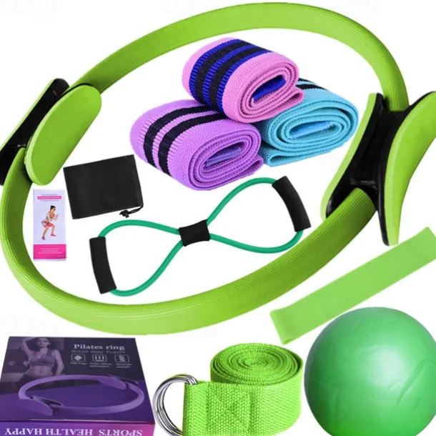 Yoga Fitness Eleven Piece Set with Ribbon Latex Silk Hip Ring Latex Elastic Ring Yoga Ball Stretching Band Pilates