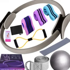 Yoga Fitness Eleven Piece Set with Ribbon Latex Silk Hip Ring Latex Elastic Ring Yoga Ball Stretching Band Pilates
