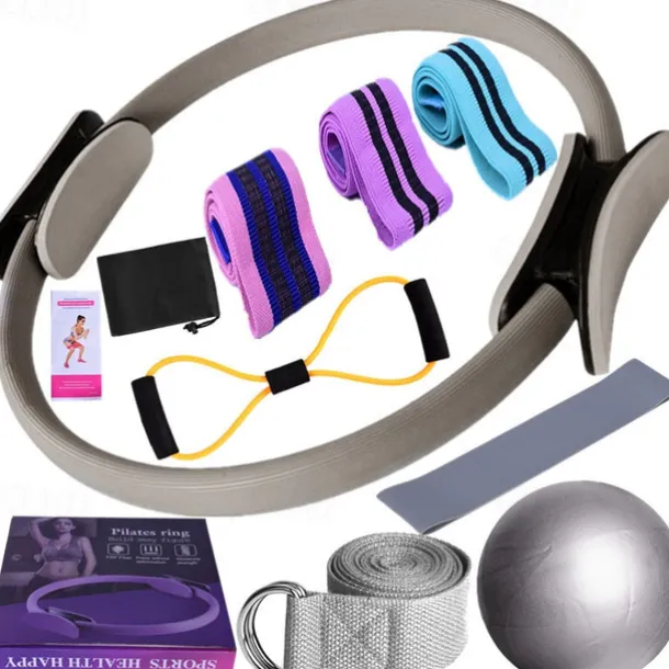 Yoga Fitness Eleven Piece Set with Ribbon Latex Silk Hip Ring Latex Elastic Ring Yoga Ball Stretching Band Pilates