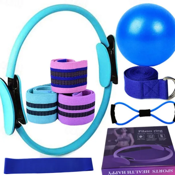 Yoga Fitness Eleven Piece Set with Ribbon Latex Silk Hip Ring Latex Elastic Ring Yoga Ball Stretching Band Pilates