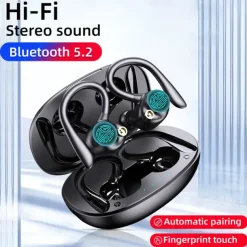 YYK580 Bluetooth5.2 Headphones HD Calls 120Hrs Playtime Wireless Earbuds with Charging Case Wireless IPX7 Waterproof Ear Buds Touch Control Over-Ear Earphones with Earhooks for Sports Running Work Gaming