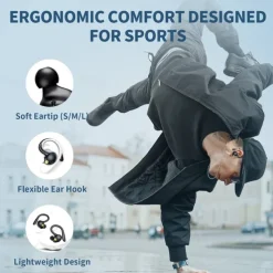 YYK580 Bluetooth5.2 Headphones HD Calls 120Hrs Playtime Wireless Earbuds with Charging Case Wireless IPX7 Waterproof Ear Buds Touch Control Over-Ear Earphones with Earhooks for Sports Running Work Gaming