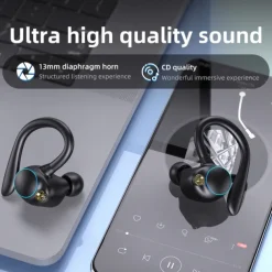 YYK580 Bluetooth5.2 Headphones HD Calls 120Hrs Playtime Wireless Earbuds with Charging Case Wireless IPX7 Waterproof Ear Buds Touch Control Over-Ear Earphones with Earhooks for Sports Running Work Gaming