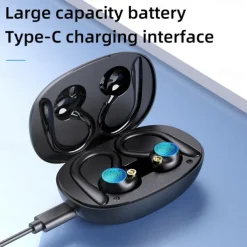 YYK580 Bluetooth5.2 Headphones HD Calls 120Hrs Playtime Wireless Earbuds with Charging Case Wireless IPX7 Waterproof Ear Buds Touch Control Over-Ear Earphones with Earhooks for Sports Running Work Gaming