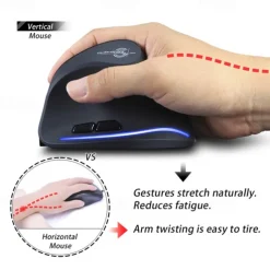 ZELOTES F-35 Wireless 2.4GHz Rechargeable Vertical Mice 6 Buttons 2400 DPI Adjustable Ergonomic Optical Gaming Computer Mouse