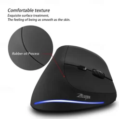 ZELOTES F-35 Wireless 2.4GHz Rechargeable Vertical Mice 6 Buttons 2400 DPI Adjustable Ergonomic Optical Gaming Computer Mouse