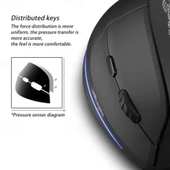 ZELOTES F-35 Wireless 2.4GHz Rechargeable Vertical Mice 6 Buttons 2400 DPI Adjustable Ergonomic Optical Gaming Computer Mouse
