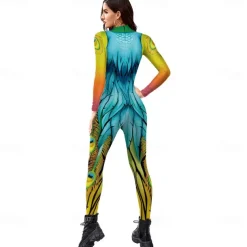 Zentai Suits Cosplay Costume Bodysuit Peacock Carnival Costume Full Body Suit Women's Cosplay Graphic Spandex Lycra Costume for Halloween Carnival Masquerade Adults'