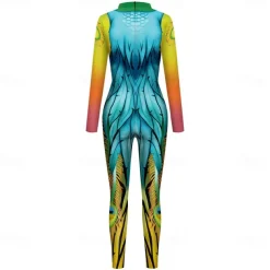 Zentai Suits Cosplay Costume Bodysuit Peacock Carnival Costume Full Body Suit Women's Cosplay Graphic Spandex Lycra Costume for Halloween Carnival Masquerade Adults'