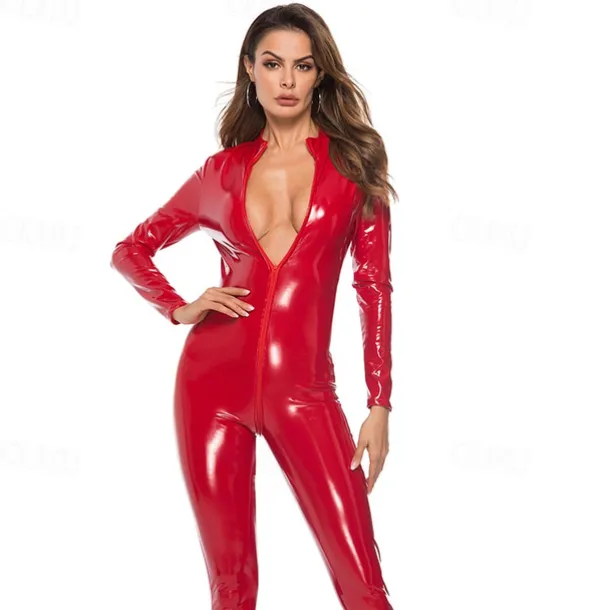 Zentai Suits Cosplay Costume Catsuit Motorcycle Girl Carnival Costume Full Body Suit Women's Sexy Costume Halloween Solid Color Costume for Carnival Masquerade Adults'