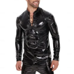 Zentai Suits T-shirt Skin Suit Carnival Costume Men's Shiny Metallic Spandex Costume for Performance Club Pole Dance Halloween Carnival Adults'