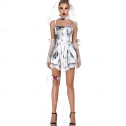 Zombie Ghostly Bride Halloween Cosplay Costume Party Costume Masquerade Outfits Adults' Women's Masquerade Performance Party Halloween Easy Halloween Costumes Dress Up
