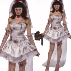 Zombie Ghostly Bride Halloween Cosplay Costume Party Costume Masquerade Outfits Adults' Women's Masquerade Performance Party Halloween Easy Halloween Costumes Dress Up