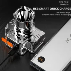 Zoomable 3-in-1 Head Light Induction Flashlight, Super Bright Headlamp with 800mAh Rechargeable Battery Powered for Outdoor Camping Use